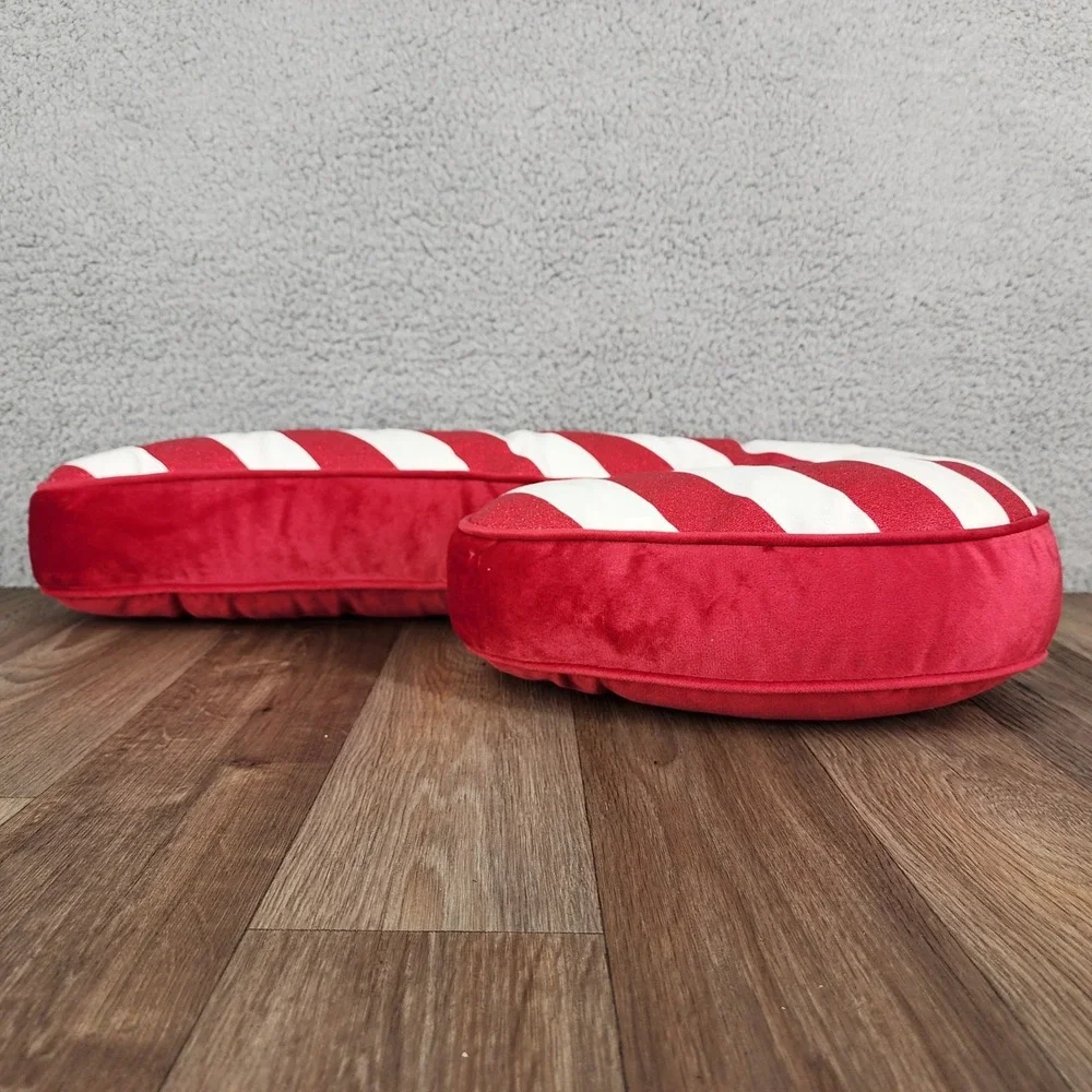 Candy Cane Christmas Holiday Pillow Plush Red White Striped Decor 24 Inch